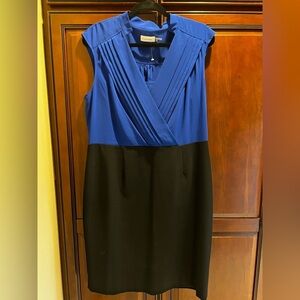 Calvin Klein Dress‎ Blue Black Career Sheath Sleeveless Fully Lined - 14